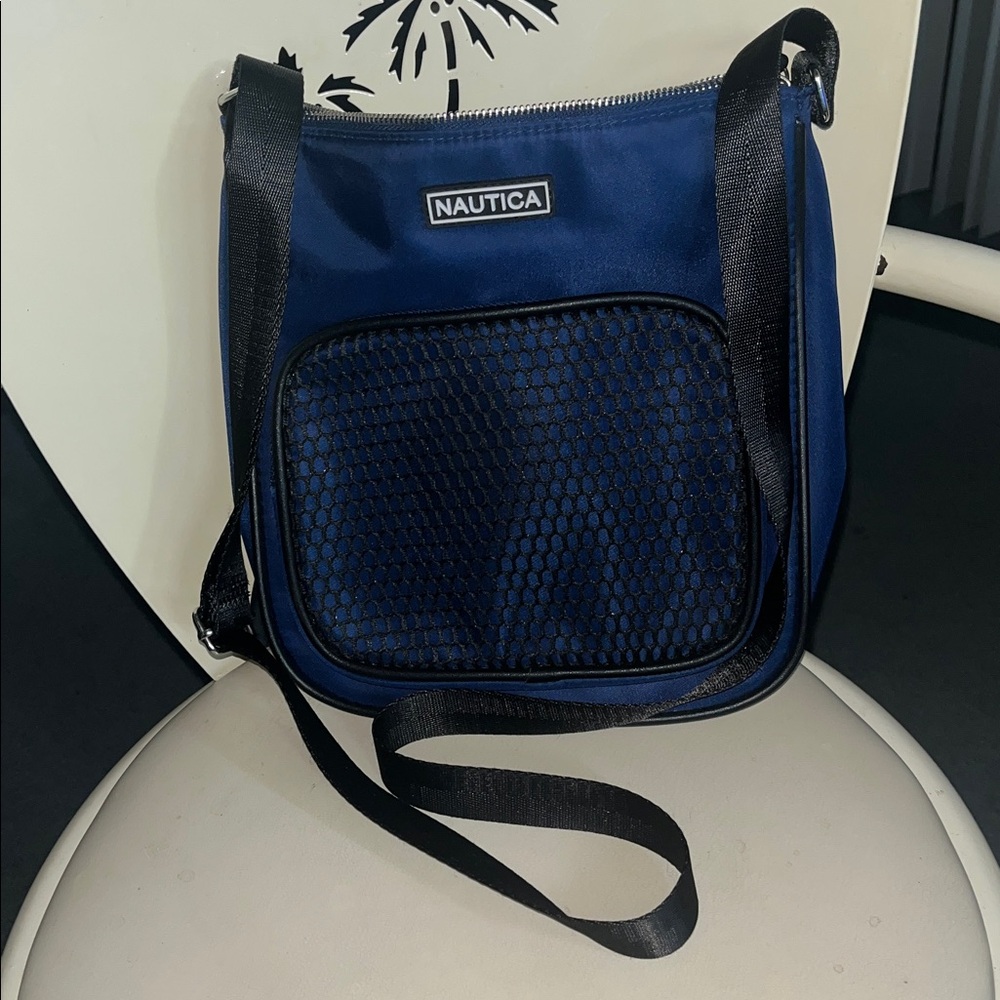Nautica Navy Crossbody Bag With Black Outside Mesh Pocket